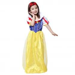 Costume Carnival Halloween Princess Snow White and the Seven Dwarfs – Yellow Colour – Girls (Ages 5–7)