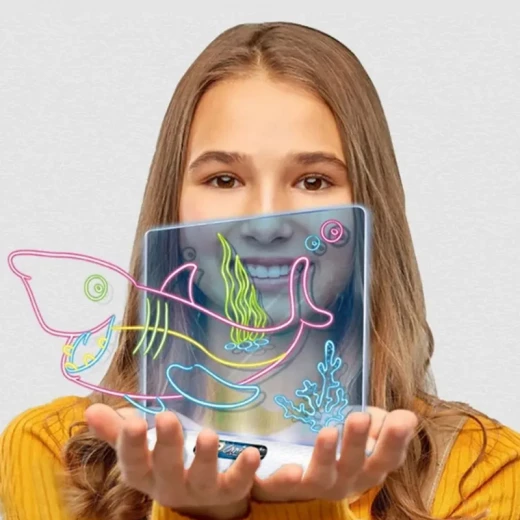Unicorn 3D Magic Drawing Board with LED Backlight - Includes 4 Neon Markers, Drawing Templates & 3D Glasses (Age 3+) - Rs Toys - Image 3