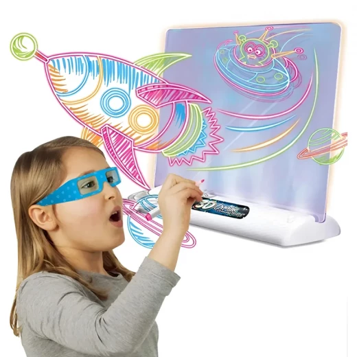 Unicorn 3D Magic Drawing Board with LED Backlight - Includes 4 Neon Markers, Drawing Templates & 3D Glasses (Age 3+) - Rs Toys - Image 5