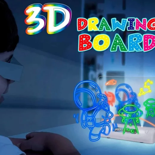 Unicorn 3D Magic Drawing Board with LED Backlight - Includes 4 Neon Markers, Drawing Templates & 3D Glasses (Age 3+) - Rs Toys - Image 7