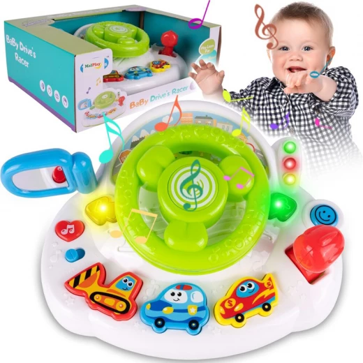 Interactive Musical Steering Wheel Toy with Lights & Sounds for Toddlers - 8 Months & Up - Rs Toys - Image 9
