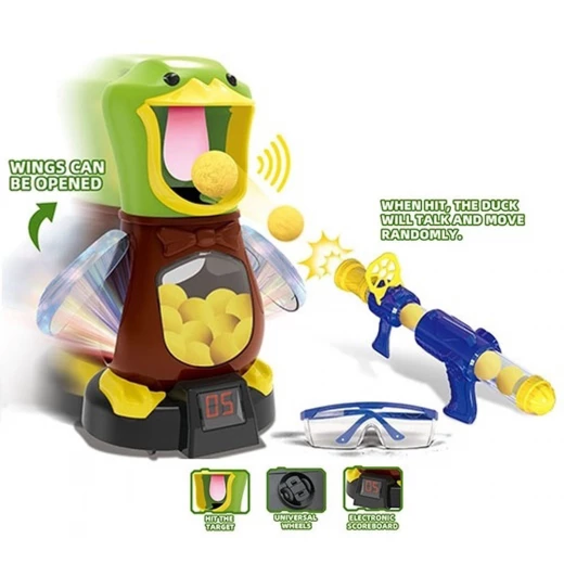 Duck Shooting Game With Scoreboard. Set includes a duck, a gun, and 12 foam balls (MG4025-RS) Duck Shooting Game With Scoreboard. Set includes a duck, a gun, and 12 foam balls (MG4025-RS)