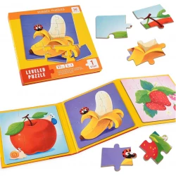 LEVELED PUZZLE - 3 in 1 Phased Magnetic Puzzle, Fruits Puzzles 36 PCs Preschool STEM Learning - Suitable for Ages 3 Years & Up (Step 1 B)