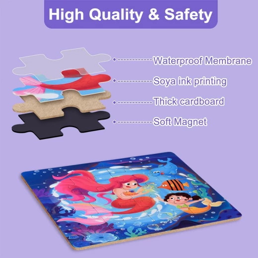 LEVELED PUZZLE – 3 in 1 Phased Magnetic Mermaid Puzzles - 48 PCs Preschool STEM Learning – Suitable for Ages 3 Years & Up (Step 2 B) - Rs Toys - Image 4