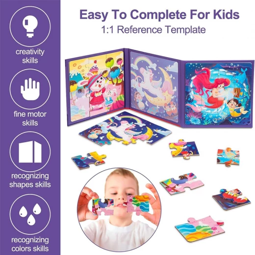 LEVELED PUZZLE – 3 in 1 Phased Magnetic Mermaid Puzzles - 48 PCs Preschool STEM Learning – Suitable for Ages 3 Years & Up (Step 2 B) - Rs Toys - Image 5