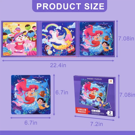 LEVELED PUZZLE – 3 in 1 Phased Magnetic Mermaid Puzzles - 48 PCs Preschool STEM Learning – Suitable for Ages 3 Years & Up (Step 2 B) - Rs Toys - Image 6