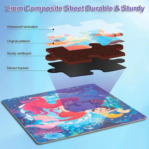 LEVELED PUZZLE – 3 in 1 Phased Magnetic Mermaid Puzzles - 48 PCs Preschool STEM Learning – Suitable for Ages 3 Years & Up (Step 2 B) - Rs Toys - Image 7