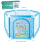 Hexagonal Baby Playpen with Mat, Foldable Tent, and Ball Pool - Safe Indoor and Outdoor Play Area - Suitable for Infants Aged 0-2 Year - Rs Toys