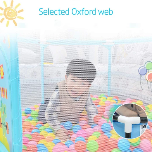 Hexagonal Baby Playpen with Mat, Foldable Tent, and Ball Pool - Safe Indoor and Outdoor Play Area - Suitable for Infants Aged 0-2 Year - Rs Toys - Image 3