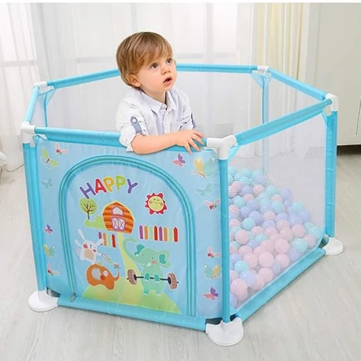 Hexagonal Baby Playpen with Mat, Foldable Tent, and Ball Pool - Safe Indoor and Outdoor Play Area - Suitable for Infants Aged 0-2 Year - Rs Toys - Image 8