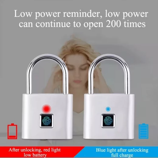 قفل بصمة ذكي صغير مضاد للسرقة قابل للشحن، مناسب للحقائب والأبواب والخزائن والسيارات الحاوية والدراجات، ويدعم إدخال 10 بصمات. - ألعاب ار اس - Image 3