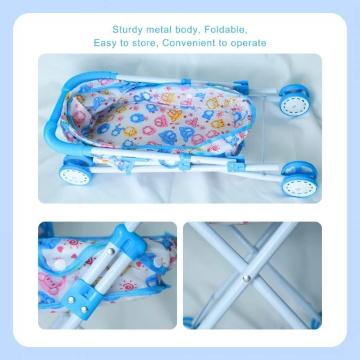Sweet Baby Interactive Doll Playset 33cm with Metal Stroller, 12 Sounds, Feeding, Pee & Sleeping Functions, Baby Care Accessories Included, Baby Doll Toy for Girls Age 3+ - Rs Toys - Image 10