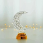 مصباح هلال رمضان كريستالي يعمل بالبطارية مع قاعدة ذهبية، بثلاثة أوضاع إضاءة، ضوء دافئ (43-11) - ألعاب ار اس