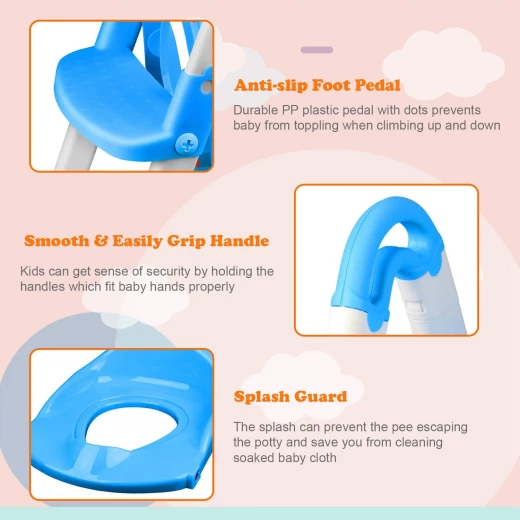 Portable 3-in-1 Kids Potty Training Seat with Non-Slip Step Ladder – Safe & Comfortable Toilet Seat for Toddlers and Babies, Foldable & Easy to Store, Suitable for Boys and Girls - Rs Toys - Image 5