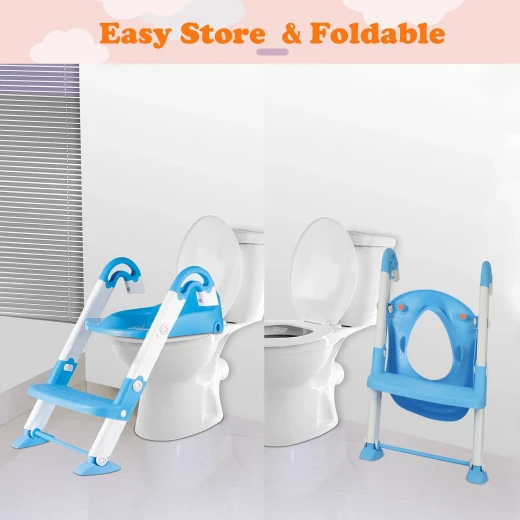 Portable 3-in-1 Kids Potty Training Seat with Non-Slip Step Ladder – Safe & Comfortable Toilet Seat for Toddlers and Babies, Foldable & Easy to Store, Suitable for Boys and Girls - Rs Toys - Image 4
