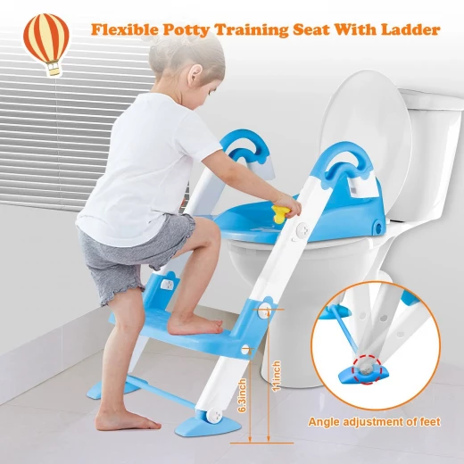 Portable 3-in-1 Kids Potty Training Seat with Non-Slip Step Ladder – Safe & Comfortable Toilet Seat for Toddlers and Babies, Foldable & Easy to Store, Suitable for Boys and Girls - Rs Toys - Image 2