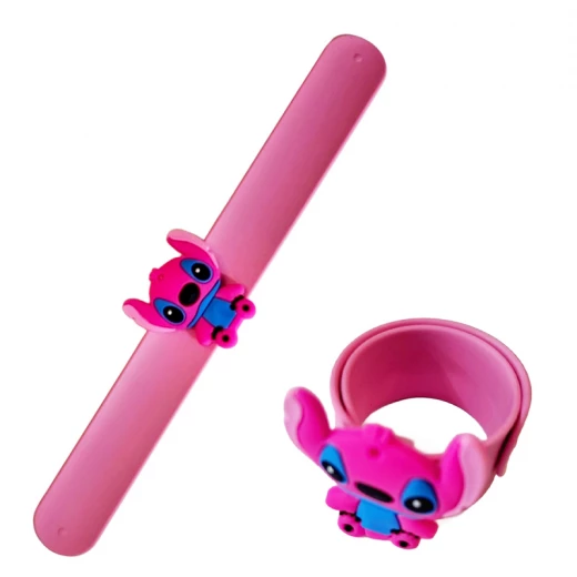 Slap Wrist Bracelet, Made Of High Quality Silica Gel, Stitch Character Theme, 21 cm Length