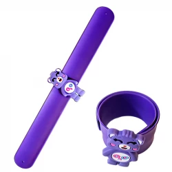 Slap Wrist Bracelet, Made Of High Quality Silica Gel, Purple Bear Character Theme, 21 cm Length
