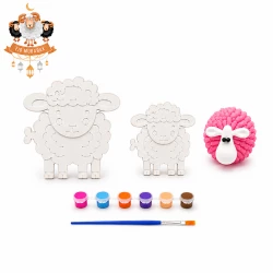 Eid al-Adha Sheep Painting Kit for Kids – 3 DIY Gypsum & Plaster Sheep Figures with Paints and Brush – Creative Art Activity – Suitable for Ages 3+