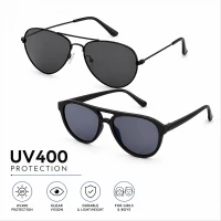 Kids Sunglasses Aviator style For Boys & Girls Plastic Frame Design UV400 Protection Anti-uv Baby Sun-shading Eyeglasses 1 Pcs -Black (KCH71-RS)