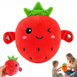Strawberry Plush Touch-Sensor Interactive Figure Soft Stuffed Banana Music Piano Battery Operated Cute Learning Education for All Family Solo Mode & Double Mode