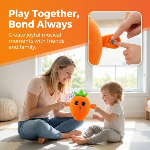 Strawberry Plush Touch-Sensor Interactive Figure Soft Stuffed Banana Music Piano Battery Operated Cute Learning Education for All Family Solo Mode & Double Mode - Rs Toys - Image 5