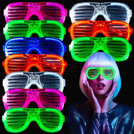 Light Up LED Shutter Glasses for Kids and Adults, 3 Lighting Modes, Reusable Glow-in-the-Dark Party glasses for Birthdays, Weddings, Festivals and Parties – Random Color Light Up LED Shutter Glasses for Kids and Adults, 3 Lighting Modes, Reusable Glow-in-the-Dark Party glasses for Birthdays, Weddings, Festivals and Parties – Random Color