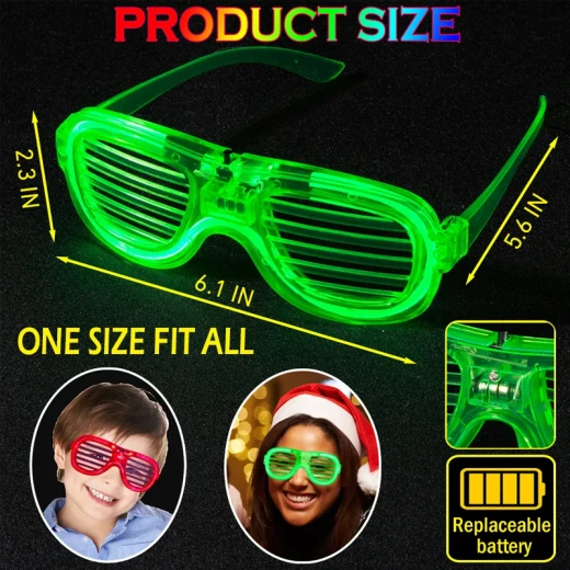Light Up LED Shutter Glasses for Kids and Adults, 3 Lighting Modes, Reusable Glow-in-the-Dark Party glasses for Birthdays, Weddings, Festivals and Parties – Random Color - Rs Toys - Image 3