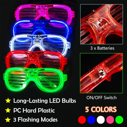 Light Up LED Shutter Glasses for Kids and Adults, 3 Lighting Modes, Reusable Glow-in-the-Dark Party glasses for Birthdays, Weddings, Festivals and Parties – Random Color - Rs Toys - Image 4