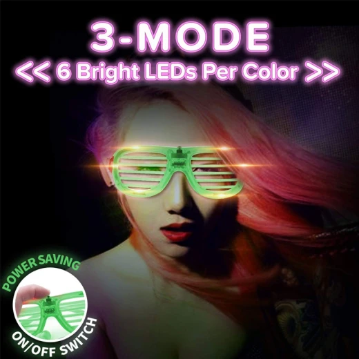 Light Up LED Shutter Glasses for Kids and Adults, 3 Lighting Modes, Reusable Glow-in-the-Dark Party glasses for Birthdays, Weddings, Festivals and Parties – Random Color - Rs Toys - Image 5
