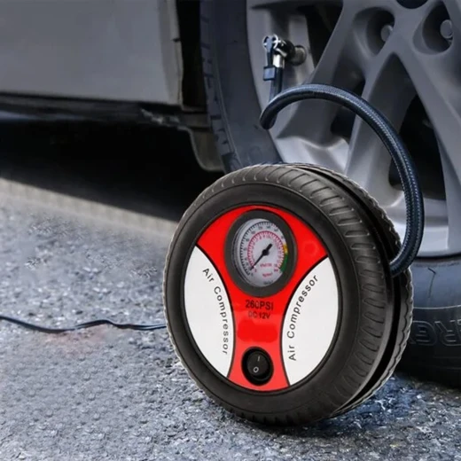 Portable Electric Car Air Compressor 260 PSI DC 12V with Built-in Pressure Gauge and 3 Nozzle Adapters for Car and Bicycle Tires Sports Balls Toys and Inflatables - Rs Toys - Image 4