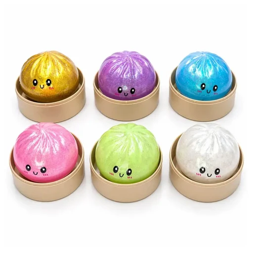 Dumpling Glitter Orbeez Squishy Sensory Fidget Toy with Round Storage Container, 8 × 4 cm, Random Color, 1 Piece - Rs Toys - Image 3