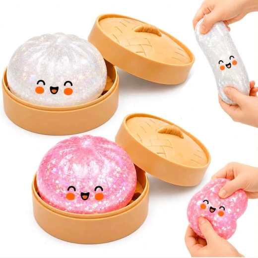 Dumpling Glitter Orbeez Squishy Sensory Fidget Toy with Round Storage Container, 8 × 4 cm, Random Color, 1 Piece - Rs Toys - Image 5