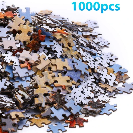 بازل راعي البقر ميكرو مكوّن من 1000 قطعة مع أحرف على ظهر القطع، وبوستر بالحجم الكامل، وكيس شبكي للتخزين، مقاس 38 × 26 سم لعبه تعليميه - ألعاب ار اس - Image 5