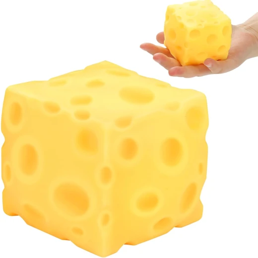 Cheese-Scented Squishy Toy – 6 cm Yellow Cheese Cube Slow-Rising Extra Soft TPR Sensory Fidget Squeeze Toy for Stress Relief, Kids & Adults - Rs Toys - Image 2