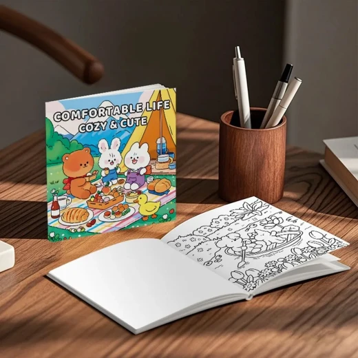 كتاب تلوين لجميع الأعمار يحتوي على 48 رسمة مختلفة بطباعة على وجه واحد وورق سميك 160 جرام مقاس 23 × 23 سم - غلاف خاجي لون وردي - ألعاب ار اس - Image 2