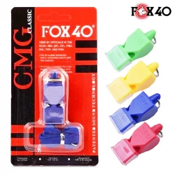 Fox 40 Classic Plastic Sports Referee Whistle With Teeth Guard & Breakaway Lanyard, High Pitch Whistle For Volleyball, Basketball, Football Match And Training (FOX-40-RS)