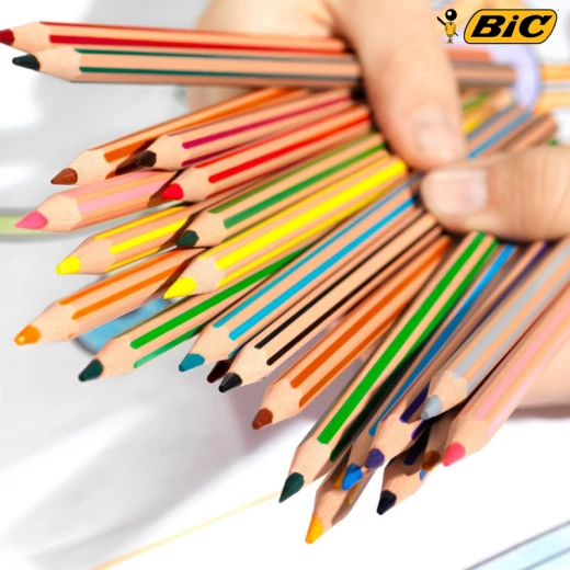 BIC Kids - Evolution Stripes Wood-Free Colouring Pencils Pack of  18 (Kids-18) - BIC - Image 5
