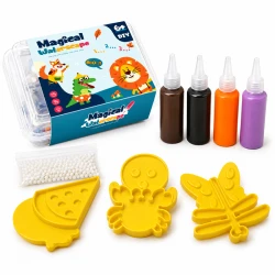 Magical Waterscape DIY 3D Water Art Set for Kids, 4 Color Gel Bottles with 3 Double-Sided Molds and Preparation Powder, Create Colorful Jelly-Like 3D Figures, Creative Educational Activity Toy for Ages 6+