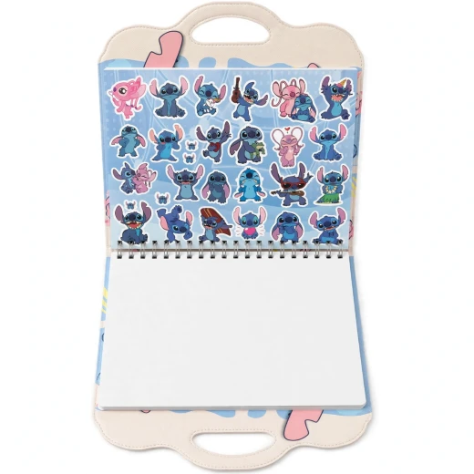 Stitch Coloring & Drawing Book with Stickers 64 Pages 150gsm Thick Paper Spiral Flip Design with Carry Handle 26 × 27.5 cm - Rs Toys - Image 3