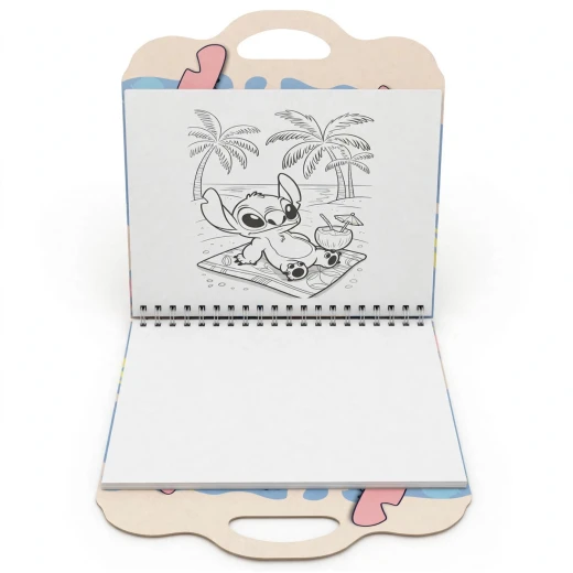 Stitch Coloring & Drawing Book with Stickers 64 Pages 150gsm Thick Paper Spiral Flip Design with Carry Handle 26 × 27.5 cm - Rs Toys - Image 5