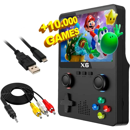 X6 Portable Game Console with 3.5-Inch Display Dual 3D Joysticks Support for 10,000+ Games MicroSD up to 64GB and TV Connection (X6) - Rs Toys - Image 2