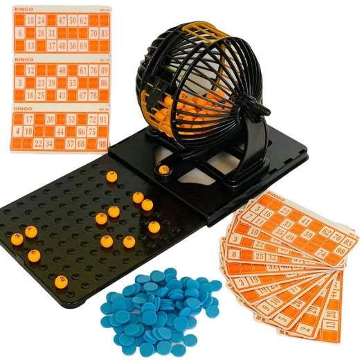 Family Bingo Lotto Numbers Machine Game – 90 Number Balls, 48 Bingo Cards, 6-Cage Lockdown Bingo Cage  - Rs Toys - Image 8