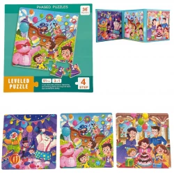 LEVELED PUZZLE - 3 In 1 Phased Magnetic Puzzle , Carnival Puzzles 91 PCs - STEM Learning- Suitable for Ages 5 Years & Up (Step 4 B)