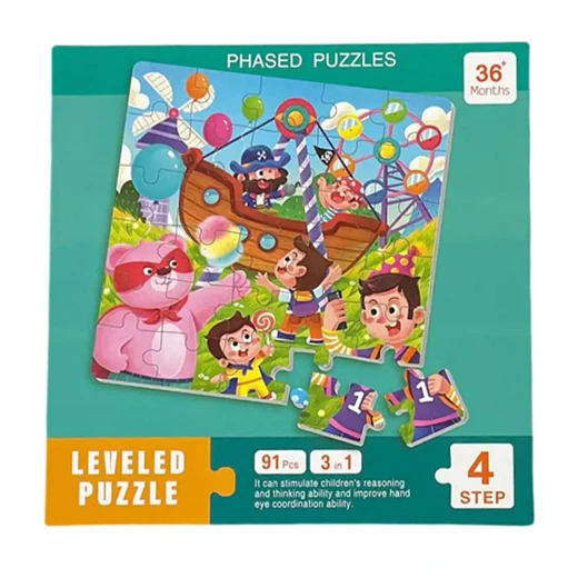 LEVELED PUZZLE - 3 In 1 Phased Magnetic Puzzle , Carnival Puzzles 91 PCs - STEM Learning- Suitable for Ages 5 Years & Up (Step 4 B) - Rs Toys - Image 3