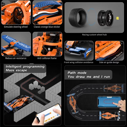 Kaiya Technical Control Racing Sports Car F1 Building Blocks – 1050 Pieces, Remote & App Control, Suitable for Ages 12+ - Rs Toys - Image 2