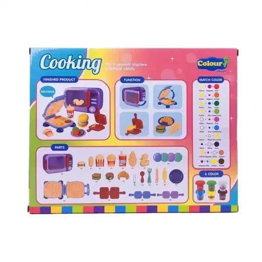 مجموعة معجون تشكيل مع 6 ألوان وأدوات مطبخ وميكروويف مضيء – للأطفال من عمر 3 سنوات فما فوق - ألعاب ار اس - Image 3