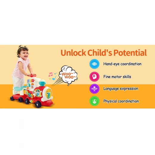 4-in-1 Ride-On Train for Toddlers - Push, Pull, Sit & Ride | Learning Walker Car Toy for Kids Ages 8–36 Months - Rs Toys - Image 3