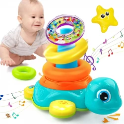 Bump & Go Crawling Turtle Stacking Set With Light & Sound For Babies 6 months – 2 Years  (35397-RS)