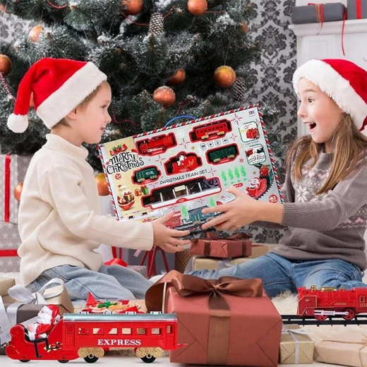 Christmas Train Set with Lights and Sound | Electric Train Model for Kids Ages 3+ - Rs Toys - Image 3